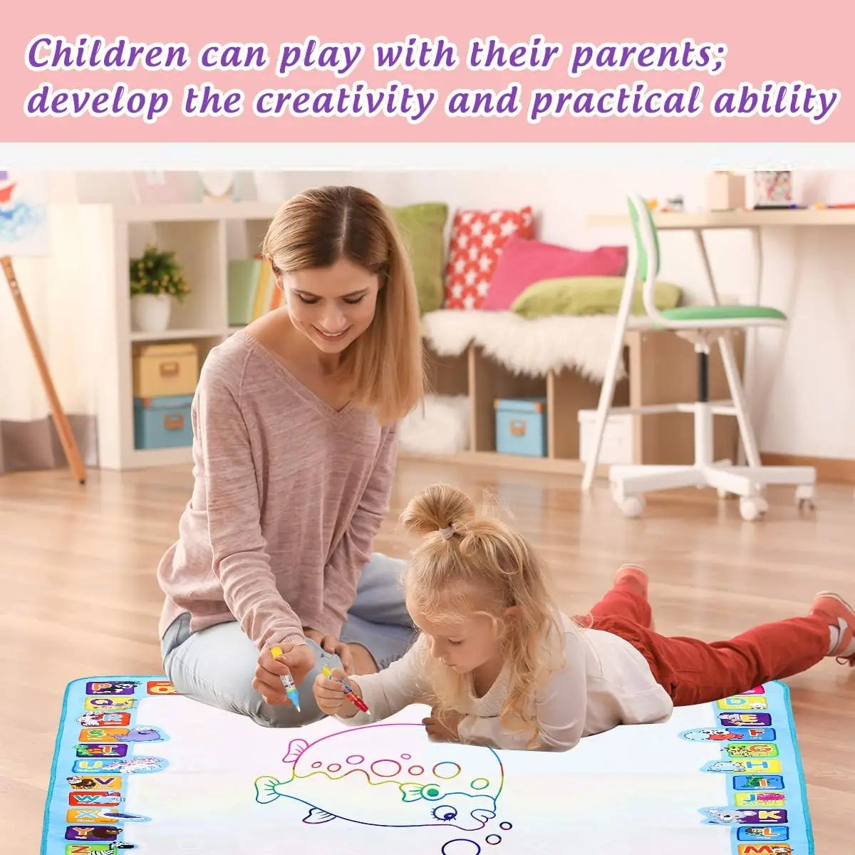 Magic Water Drawing Mat 100x80CM – Reusable Doodle & Colouring Toy